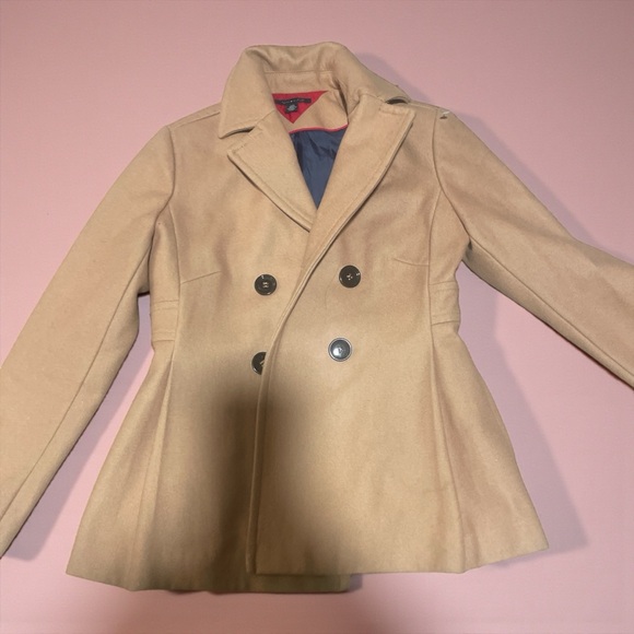 Tommy Hilfiger Jackets & Blazers - Tommy Hilfiger Tan Double-Breasted Pea Coat